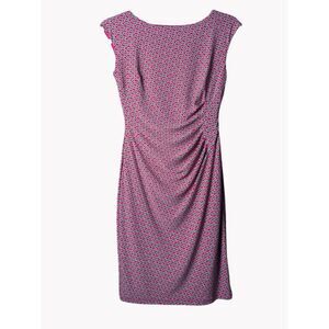 Lauren Ralph Lauren Hot Pink Patterned Fitted Sheath Dress Ruched Side Sz 2P